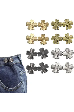 Merkloos 8 paar - Metalen tailleknoop - Jeans tailleknoop - Verstelbare jeansknoopclip - Perfect om baggy jeans strakker te maken - Eenvoudig te gebruiken en eenvoudig te verwijderen