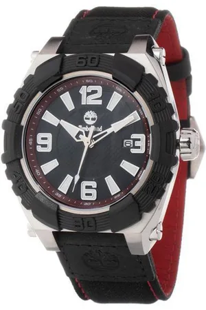 Timberland Zwarte Leren Horloge Met Analoge Wijzerplaat
