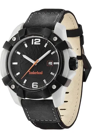 Timberland Zwarte Leren Horloge Met Chocorua Functies