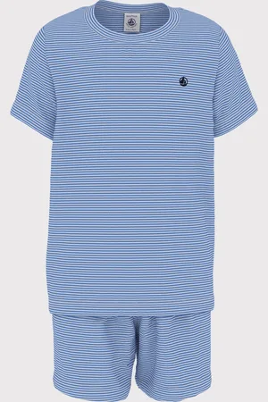 Petit Bateau Katoenen pyjama met short met streepjesprint Jongens Pyjamaset - ;Wit