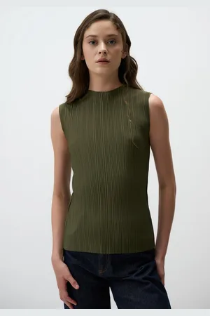 Jimmy Key Mouwloos Geplooid Gebreid Blouse