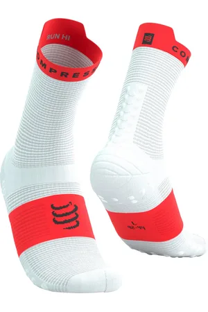 Compressport Pro Racing Socks V4.0 Run High - White/Fluo Red- Hardloopsokken