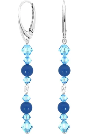 ARLIZI 2357 Oorbellen parel Swarovski kristal blauw - sterling - 6,5 cm