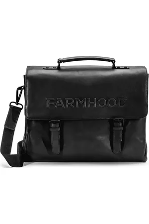 FARMHOOD Leren Business tas Schoudertas Memphis Briefcase Zwart
