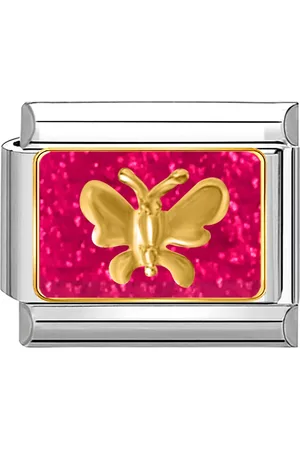 quiges Schakel - Bedel - 9mm - charms - Gouden vlinder - Geschikt voor - Nomination- armband - Schakelarmband - italy bedels armband