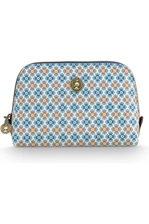 Pip Studio Coby Make up tasje - Toilettas dames - Voor make-up - Mojo Blauw - 19/15x6x12cm
