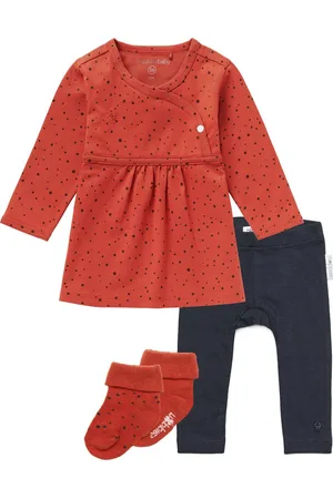 Noppies Kledingset - 4delig - Jurk Liz Spicy - Legging Angie Charcoal - 2 paar sokjes - Maat 56