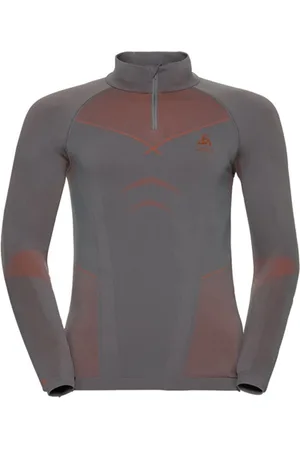 Odlo Skipully Men Turtleneck 1/2 Zip Evolution Steel Grey Orangeade-L