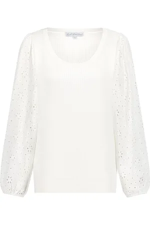 Red Button Trui Fanny Broderie Sleeves Srb4436 38 Off White Dames Maat - S