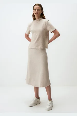 Jimmy Key Hoge Taille Comfortabel Gevormd Midi Rok