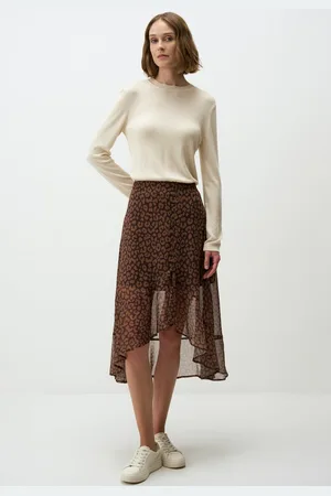 Jimmy Key Ontspannen Pasvorm Patroon Chiffon Lang Rok