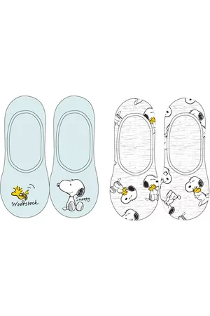 Snoopy Set van 2 paar invisible sokken, grijs en mint, maat 35-38