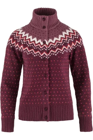 Fjällräven Vest Fjällräven Women Övik Knit Cardigan W Dark Garnet-XS