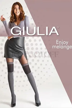 Giulia Enjoy 60 - Panty - Tweekleurig patroon - 60/20 denier - Medium - Donkergrijze Melange