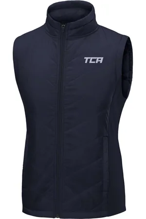 TCA Excel Runner Lichtgewicht Thermische Running Gilet Bodywarmer voor meisjes met ritszakken, marine Blazer, 8-10 jaar