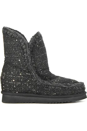 Mou Enkellaarsjes Dames - Pantoffels / Damesschoenen - Canvas - inner wedge tweed - - Maat 41