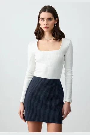 Jimmy Key Slim Fit Regular Waist Gestreepte Gebreide Minirok