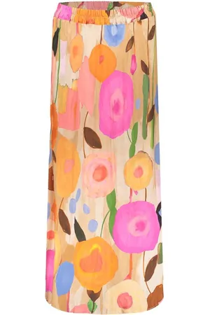 Geisha Rok Rok Met Bloemen Patroon 56080 70 Sand/orange/blue/green Dames Maat - S