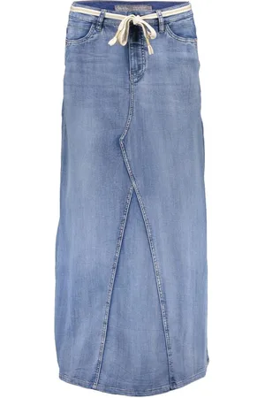 Geisha Rok Wijde Midi Rok 56006 10 Mid Blue Denim Dames Maat - L