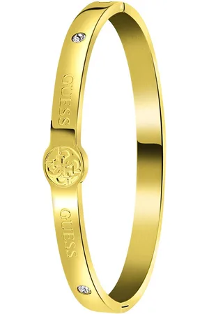 Guess Dames goldplated bangle 4G logo - Staal - Armband - Cadeau - Stijlvol - 58 mm - Goudkleurig