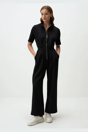 Jimmy Key Halflang Col Met Rits Korte Mouwen Jumpsuit