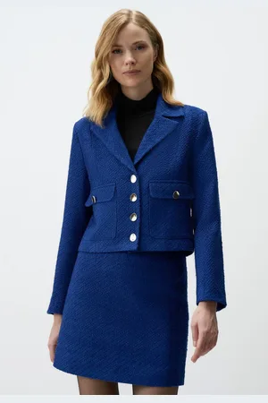 Jimmy Key Chique Royal Blue Minirok Met Textuurafwerking