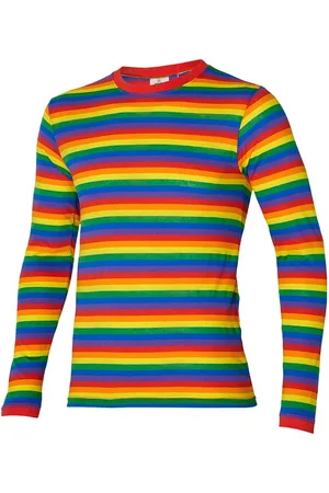 Apollo Party T-shirt heren lange mouwen - Strepen - Rainbow - Maat XXL - Carnaval - Carnavalskleding heren - Carnavalskleding - Feestkleding