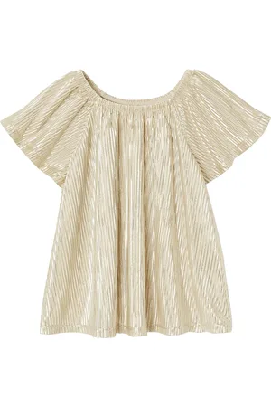 Vertbaudet Feestelijke meisjesblouse in lamй met geplooid effect en vlindermouwen
