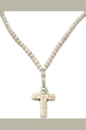 IBIZA MEN MENS JEWELLERY Heren ketting - howliet ketting met marmeren kruis IbizaMen