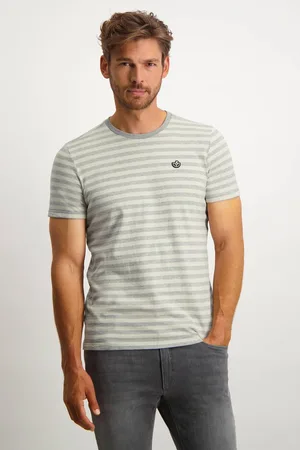 BLUE FIELDS T-shirt Gestreept T Shirt Met Ronde Hals 36242038 1492 Mannen Maat - XL