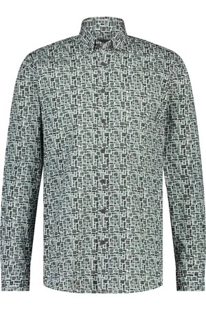 BLUE FIELDS Overhemd Shirt Ls Print 21443007 1152 Mannen Maat - XL