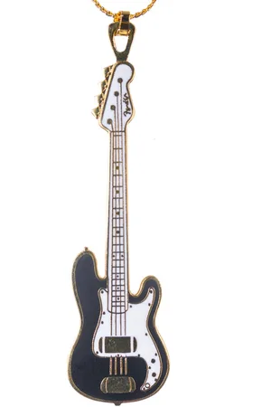 Aim Halsketting Fender P basgitaar, zwart met wit pickguard