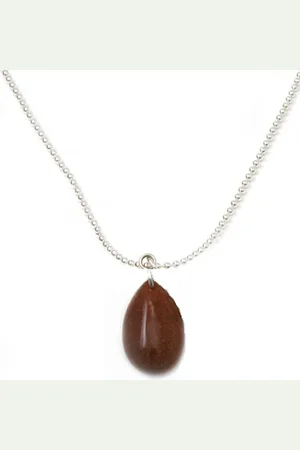 IBIZA MEN MENS JEWELLERY Heren ketting - RVS ballchain goudmijn drop
