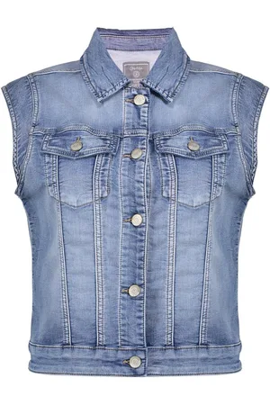 Geisha Gilet Jeans Jacket Sleeveless 55021 10 Mid Blue Denim Dames Maat - S