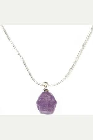 IBIZA MEN MENS JEWELLERY Heren ketting rvs ballchain schedel amatist