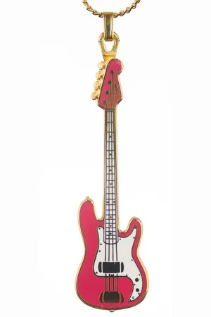Aim Halsketting Fender P basgitaar, rood met wit pickguard