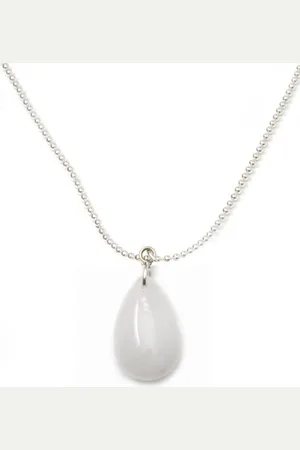 IBIZA MEN MENS JEWELLERY Heren ketting - RVS ballchain melk quartz drop