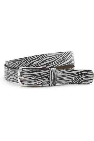 A-zone Dames riem zwart/ wit zebra - dames riem - 3 cm breed - - Echt Leer - Taille: 85cm - Totale lengte riem: 100cm