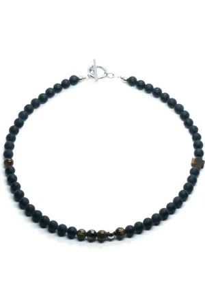 IBIZA MEN MENS JEWELLERY Heren ketting edelsteen onyx 6mm - IbizaMen 50cm