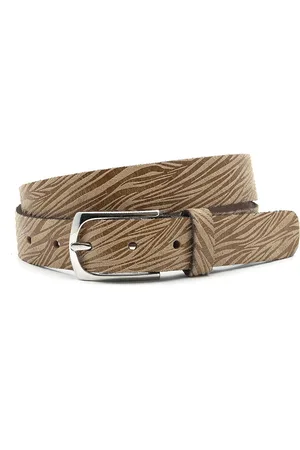 A-zone Dames riem beige geribbeld - dames riem - 3 cm breed - - Echt Leer - Taille: 85cm - Totale lengte riem: 100cm