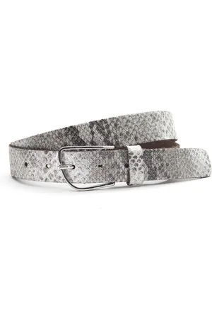 A-zone Leren witte dames riem met slangenprint - dames riem - 3 cm breed - - Echt Leer - Taille: 85cm - Totale lengte riem: 100cm