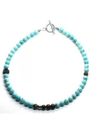 IBIZA MEN MENS JEWELLERY IbizaMen KIDS - Heren - ketting - Turkoois - 6mm - 50cm