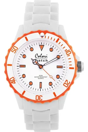 Colori White Summer 5 COL017 Horloge - Siliconen Band - Ø 40 mm - Wit / Oranje