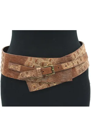 A-zone Dames afhangceintuur reptiel - dames riem - 7.5 cm breed - - Echt Leer - Taille: 95cm - Totale lengte riem: 110cm