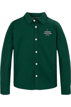 Tommy Hilfiger Kids TH logo Regular Fit Oxford Overhemd - Kids - - 16 jaar