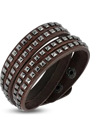 Amanto Armband Aiman - Leer - Studs - 16mm - 21cm