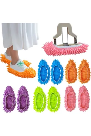 Merkloos 5 Paar (10 stuks) mop slippers schoenenhuis mop slippers - herbruikbare microvezel voetsokken vloer schoonmaak gereedschap schoenovertrek-Dweilkop deksel