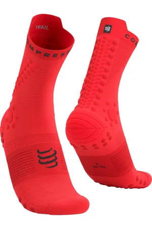 Compressport Pro Racing Socks V4.0 Trail - Fluo Red/Black - Trailrunsokken- Hardloopsokken
