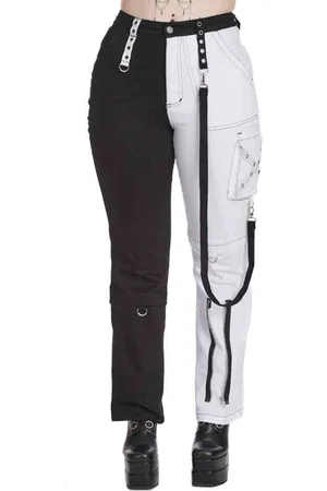 Banned Retro Azrael Half & Half Broek rechte pijpen - M - /Wit