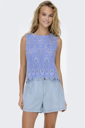 ONLY Top Onltulum Sl Emb Top Wvn 15343156 Blue Bonnet Dames Maat - S